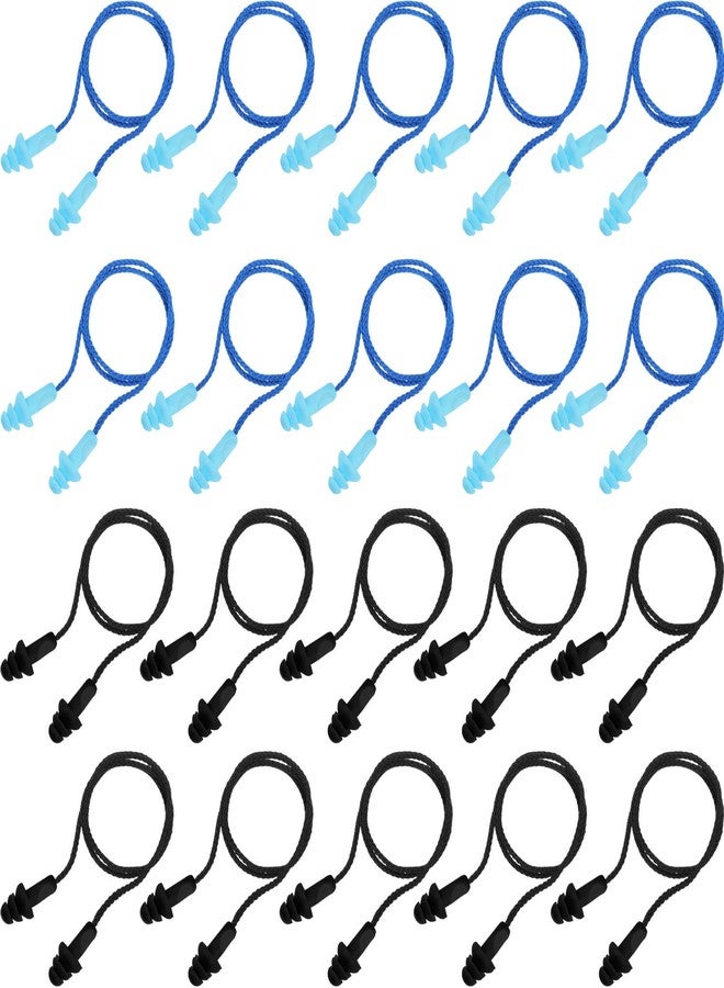 Bememo 20 Pairs Corded Ear Plugs Reusable Silicone Earplugs with String Shooting Range Swimming Noise Cancelling Reduction Hearing Protection for Sleep Work Construction - Image 1